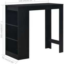 vidaXL - Bartafel - Zwart - Bewerkt hout