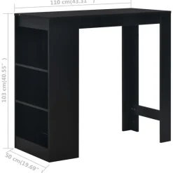 vidaXL - Bartafel - Zwart - Bewerkt hout