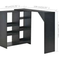 vidaXL - Bartafel - Zwart - Bewerkt hout