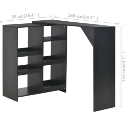 vidaXL - Bartafel - Zwart - Bewerkt hout