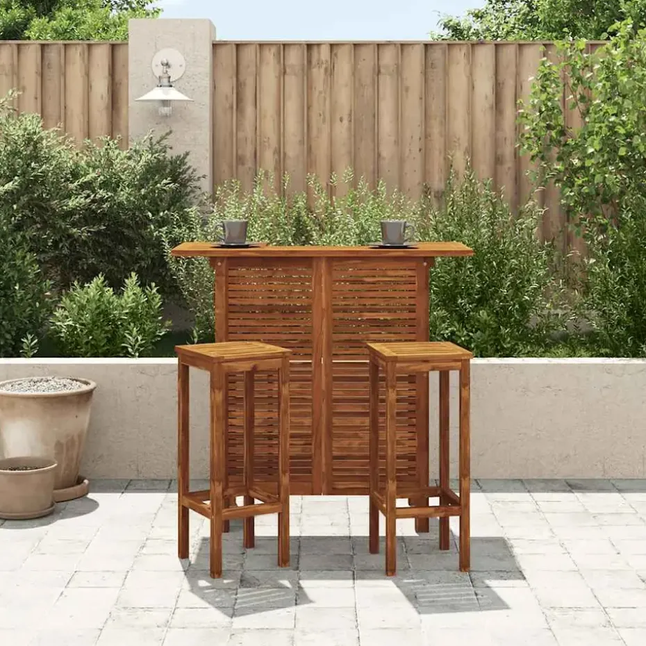 vidaXL - Bartafel En -stoelenset - Bruin - Acaciahout