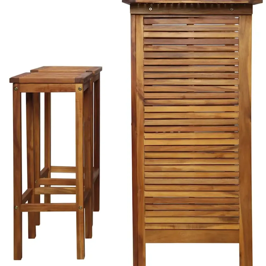 vidaXL - Bartafel En -stoelenset - Bruin - Acaciahout