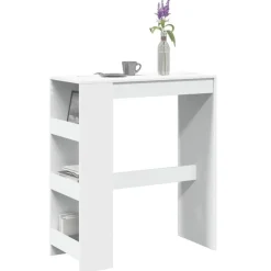 vidaXL - Bartafel met opbergruimte - Wit - Bewerkt hout - 90x43 cm