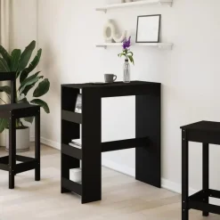 vidaXL - Bartafel met opbergruimte - Zwart - Bewerkt hout - 90x43 cm