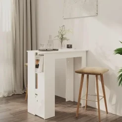 vidaXL - Bartafel met opbergruimte - Wit - Bewerkt hout - 102x50 cm