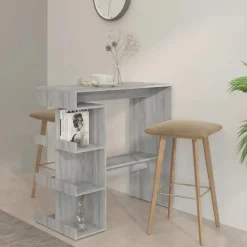 vidaXL - Bartafel met schappen - Grijs sonoma eiken - Bewerkt hout - 100x50 cm