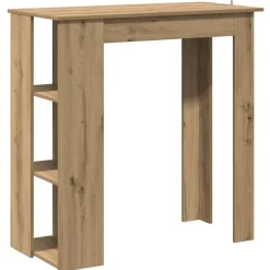 vidaXL - Bartafel met schappen - Artisanaal eiken - Bewerkt hout - 102x50 cm