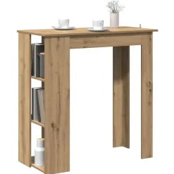 vidaXL - Bartafel met schappen - Artisanaal eiken - Bewerkt hout - 102x50 cm