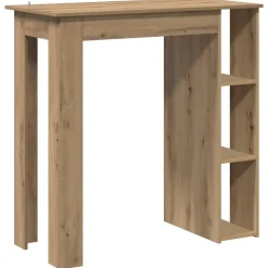 vidaXL - Bartafel met schappen - Artisanaal eiken - Bewerkt hout - 102x50 cm