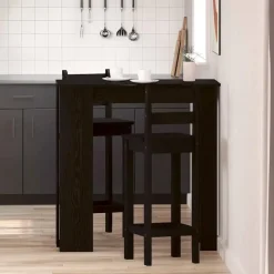 vidaXL - Bartafel met schappen - Zwart eiken - Bewerkt hout - 102x50 cm