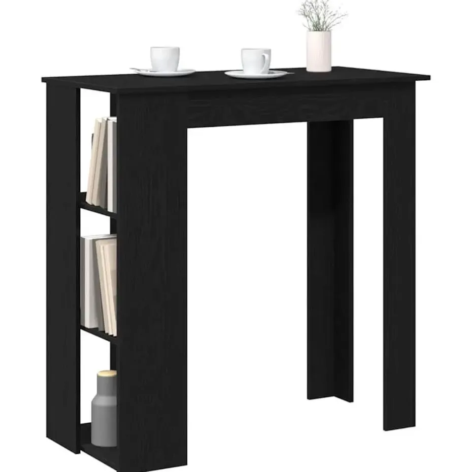 vidaXL - Bartafel met schappen - Zwart eiken - Bewerkt hout - 102x50 cm