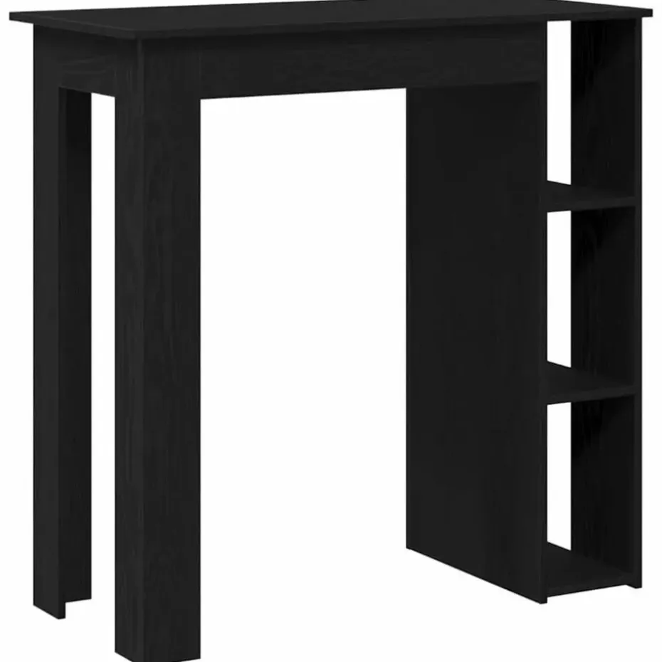 vidaXL - Bartafel met schappen - Zwart eiken - Bewerkt hout - 102x50 cm