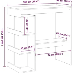 vidaXL - Bartafel met schappen - Zwart eiken - Bewerkt hout - 100x48 cm