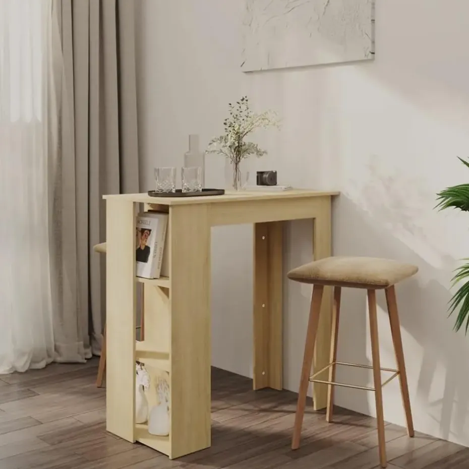 vidaXL - Bartafel met schappen - Sonoma eiken - Bewerkt hout - 102x50 cm