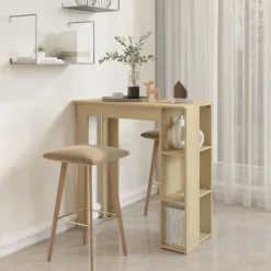 vidaXL - Bartafel met schappen - Sonoma eiken - Bewerkt hout - 102x50 cm