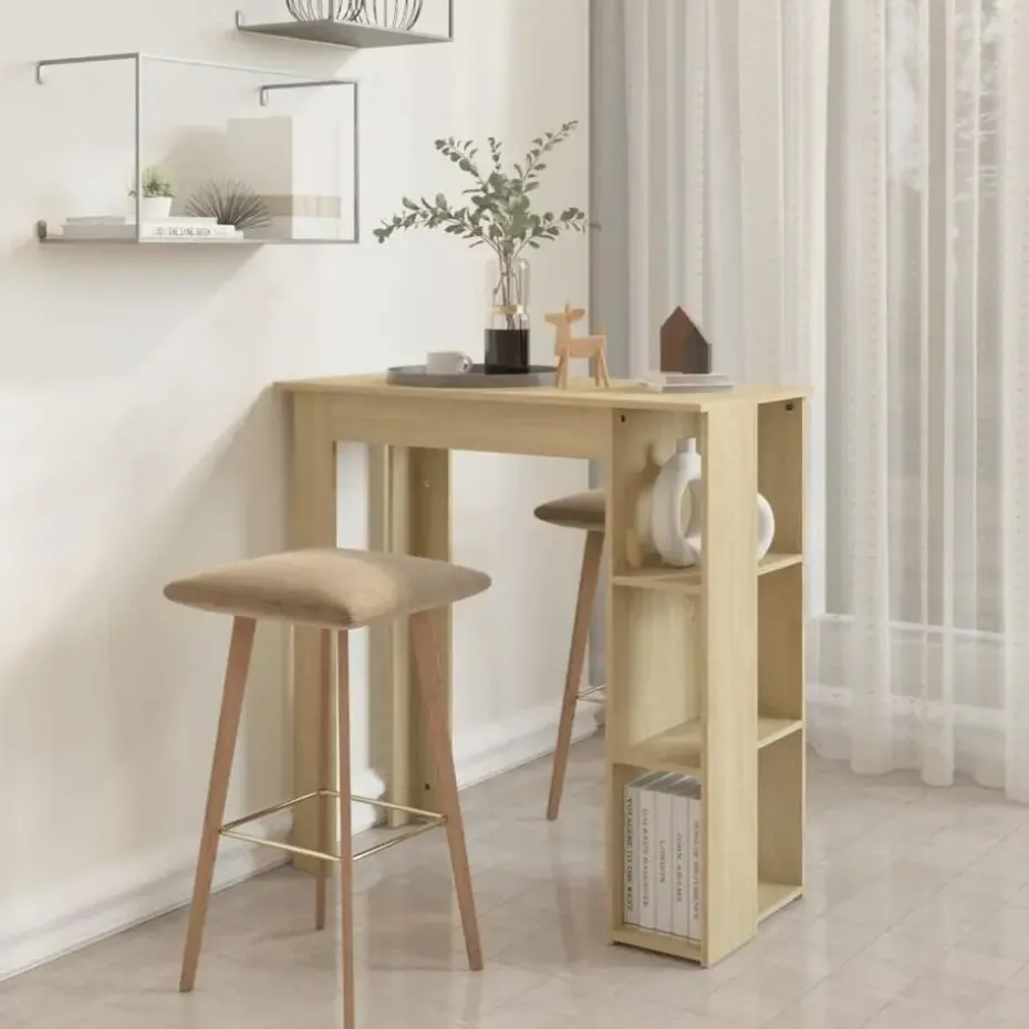 vidaXL - Bartafel met schappen - Sonoma eiken - Bewerkt hout - 102x50 cm