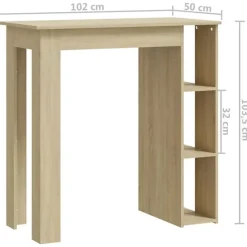 vidaXL - Bartafel met schappen - Sonoma eiken - Bewerkt hout - 102x50 cm