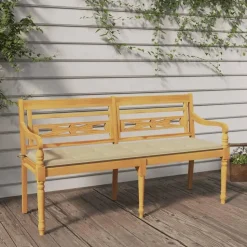 vidaXL - Batavia Tuinbank met beige kussen - Teakhout - 150x51.5x84 cm