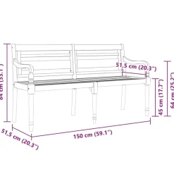 vidaXL - Batavia Tuinbank met beige kussen - Teakhout - 150x51.5x84 cm