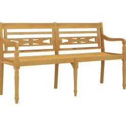 vidaXL - Batavia Tuinbank met blauw kussen - Teakhout - 150x51.5x84 cm