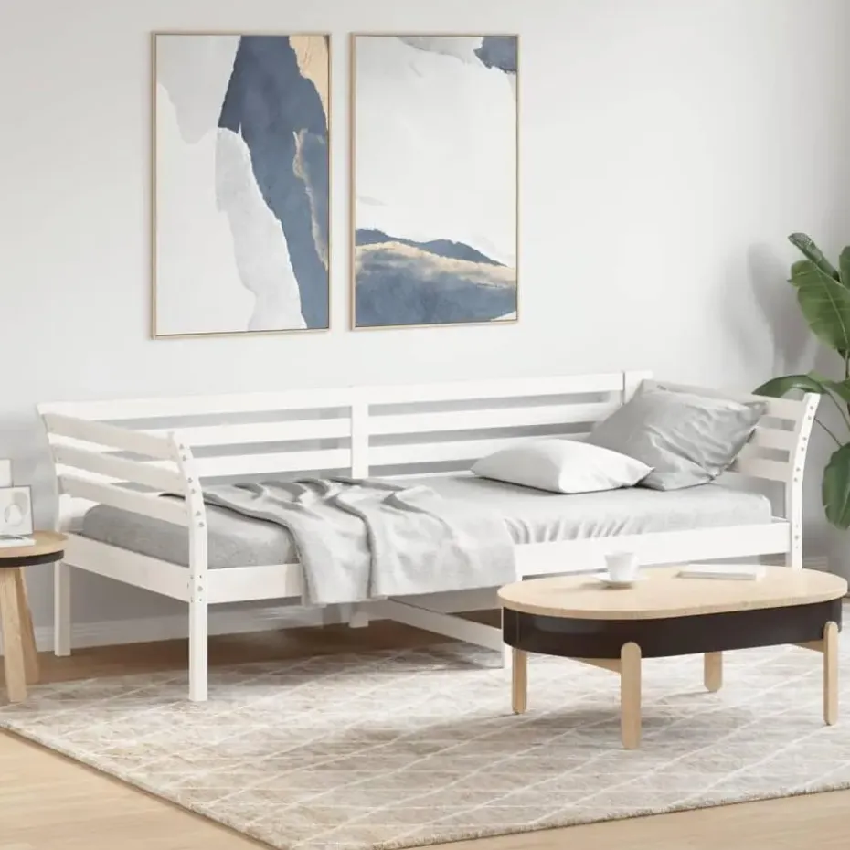 vidaXL - Bed - Wit - Grenenhout - 90 x 200 cm - Zonder matras