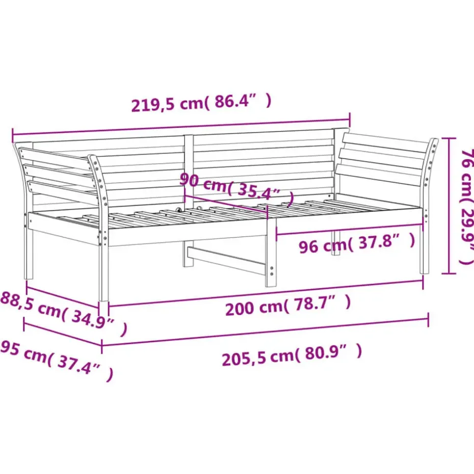 vidaXL - Bed - Wit - Grenenhout - 90 x 200 cm - Zonder matras
