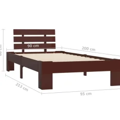 vidaXL - Bed frame - Donkerbruin - Grenenhout - 90x200 cm
