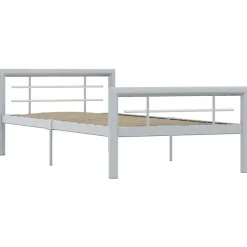 vidaXL - Bed frame - Grijs en wit - Metaal - 90x200 cm