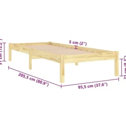 vidaXL - Bed frame - Naturel - Massief grenenhout - 90x200 cm