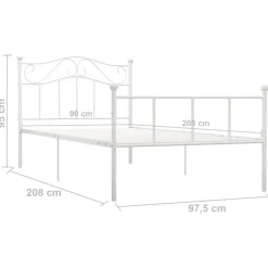vidaXL - Bed frame - Wit - Metaal - 90 x 200 cm