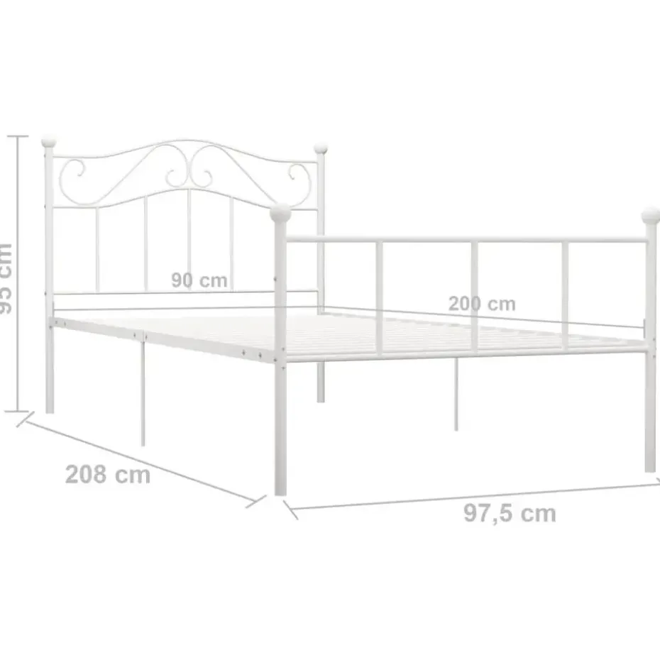 vidaXL - Bed frame - Wit - Metaal - 90 x 200 cm