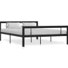 vidaXL - Bed frame - Zwart en wit - Metaal - 140x200 cm