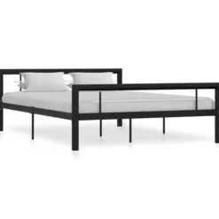 vidaXL - Bed frame - Zwart en wit - Metaal - 140x200 cm