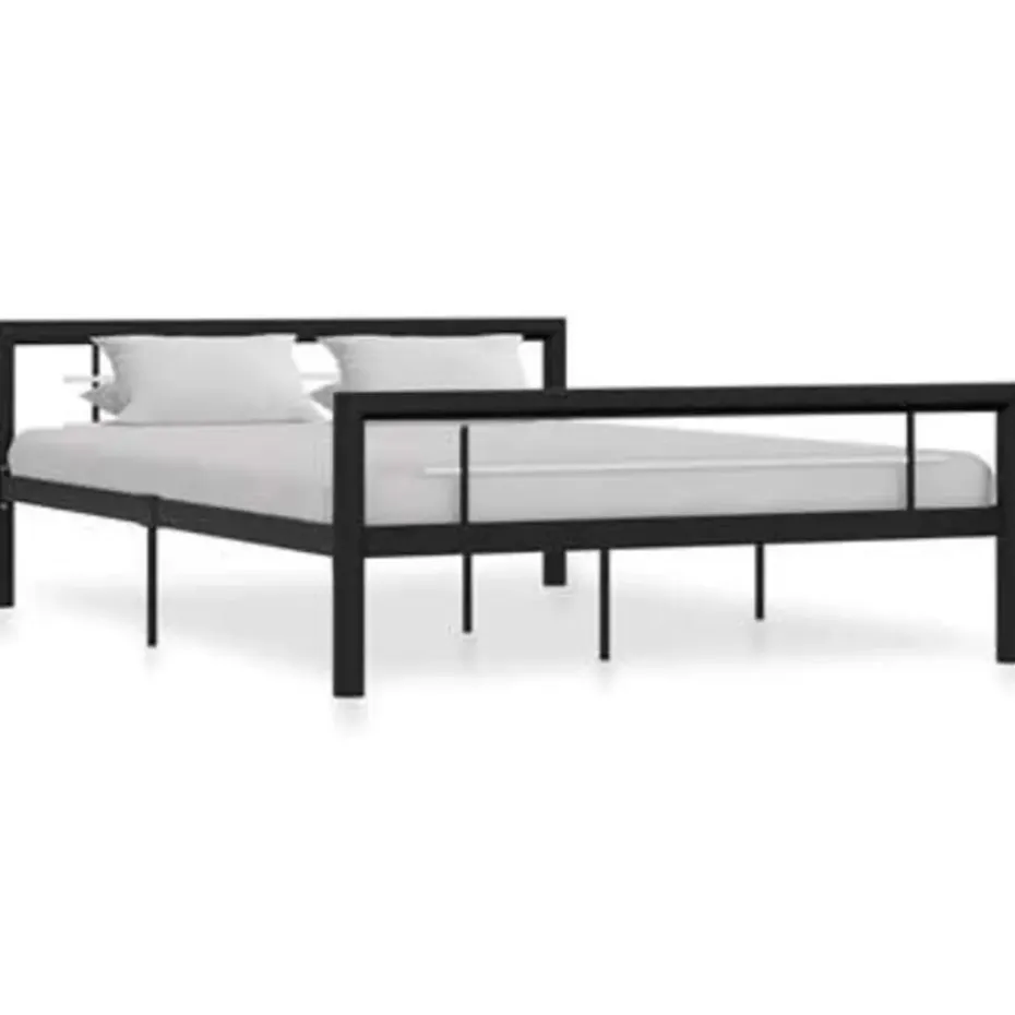 vidaXL - Bed frame - Zwart en wit - Metaal - 140x200 cm