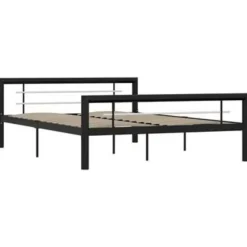 vidaXL - Bed frame - Zwart en wit - Metaal - 140x200 cm