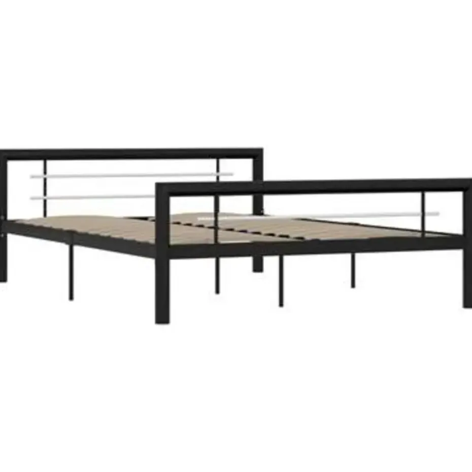 vidaXL - Bed frame - Zwart en wit - Metaal - 140x200 cm