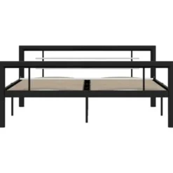 vidaXL - Bed frame - Zwart en wit - Metaal - 140x200 cm