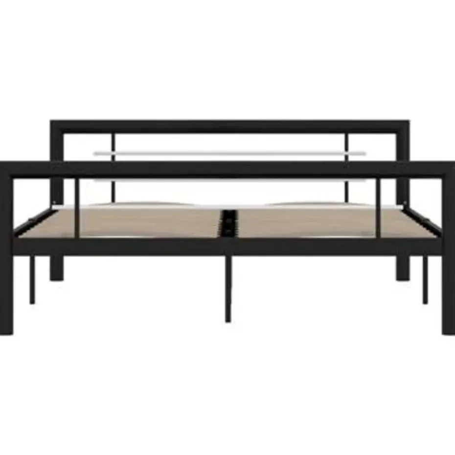 vidaXL - Bed frame - Zwart en wit - Metaal - 140x200 cm