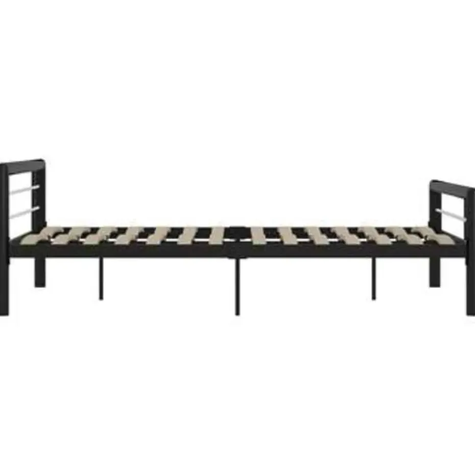 vidaXL - Bed frame - Zwart en wit - Metaal - 140x200 cm