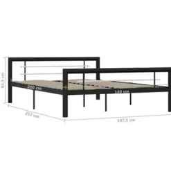 vidaXL - Bed frame - Zwart en wit - Metaal - 140x200 cm