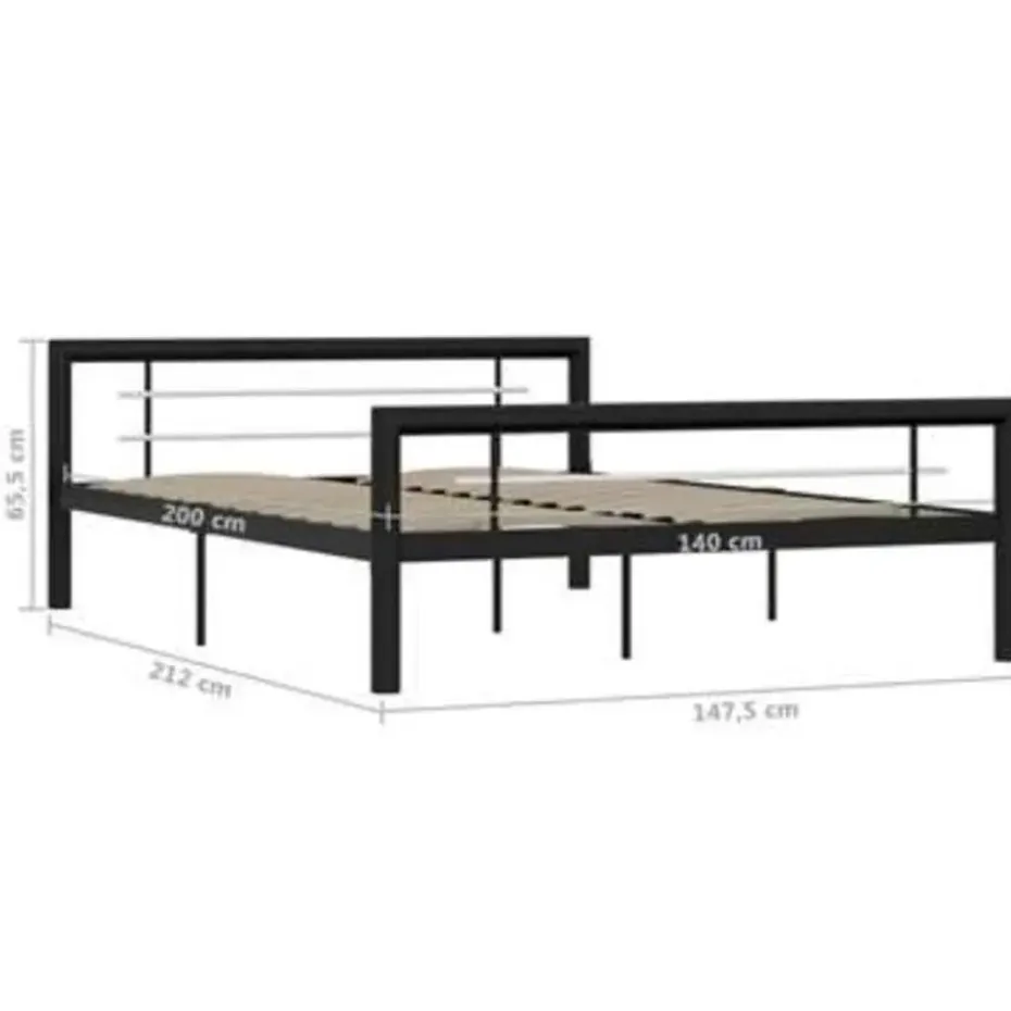 vidaXL - Bed frame - Zwart en wit - Metaal - 140x200 cm