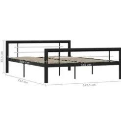 vidaXL - Bed frame - Zwart en wit - Metaal - 140x200 cm