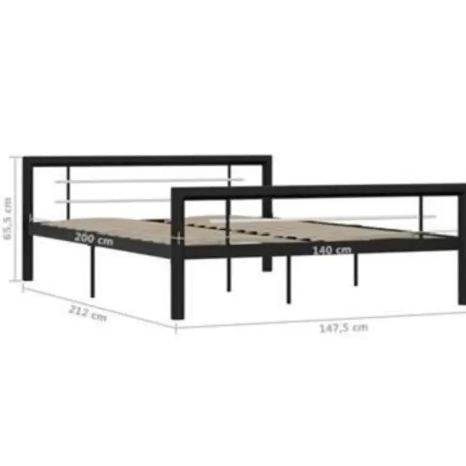 vidaXL - Bed frame - Zwart en wit - Metaal - 140x200 cm