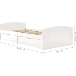 vidaXL - Bed frame incl. lades - Wit - Massief grenenhout - 90x200 cm
