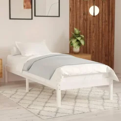 vidaXL - Bed frame massief met lattenbodem - Wit - Hout - 90x190 cm