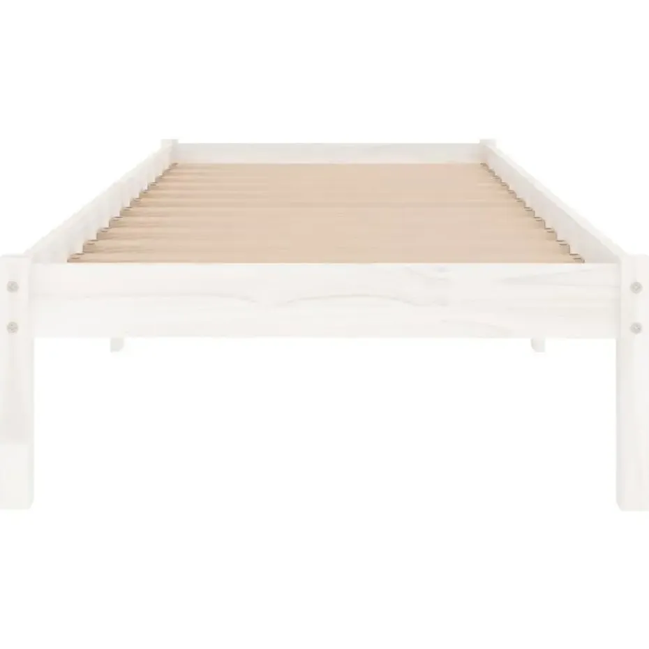 vidaXL - Bed frame massief met lattenbodem - Wit - Hout - 90x190 cm