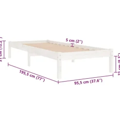 vidaXL - Bed frame massief met lattenbodem - Wit - Hout - 90x190 cm