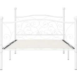 vidaXL - Bed frame met artistiek hoofdeinde - Wit - Metaal - 90x200 cm