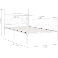 vidaXL - Bed frame met artistiek hoofdeinde - Wit - Metaal - 90x200 cm