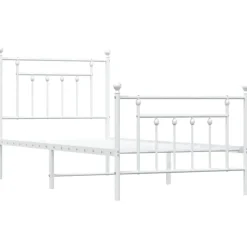 vidaXL - Bed frame met hoofd- en voeteneinde - Wit - Metaal - 90x200 cm